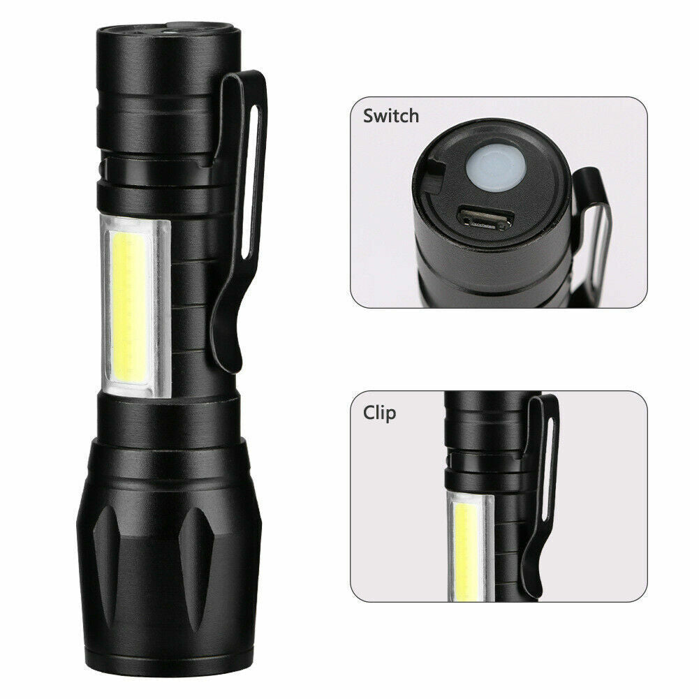 Mini Tactical Flashlight – 900 Lumen USB Rechargeable High Power EDC Camping & Emergency Torch |