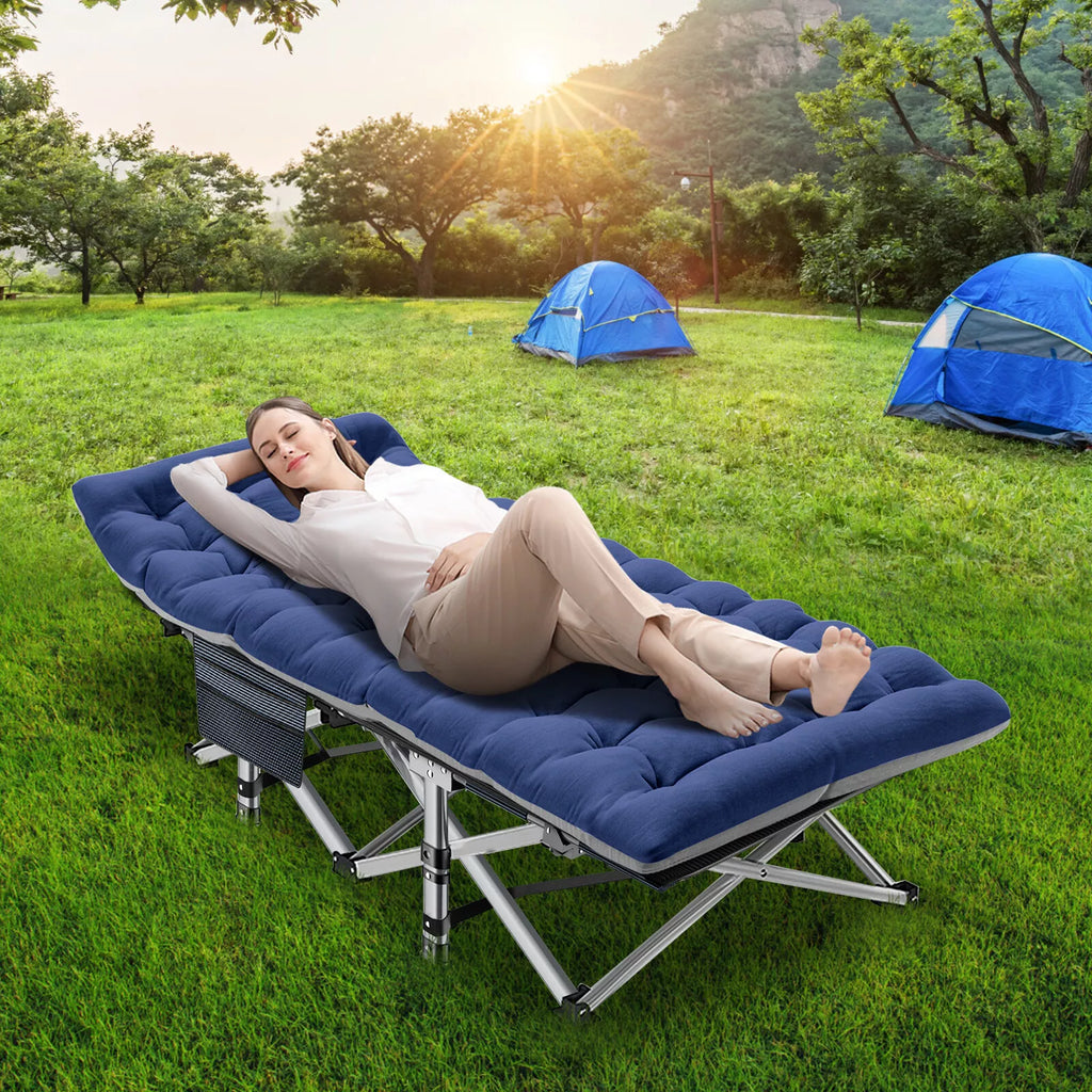 Heavy-Duty Camping Cot with Mattress – Portable Folding Outdoor Bed for Adults & Kids