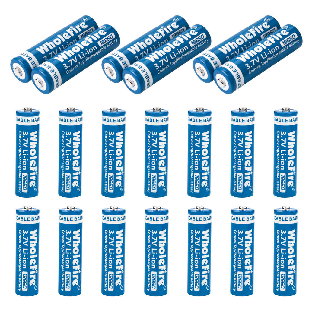 18650 Li-ion 3.7V Rechargeable Batteries – 5000mAh High Capacity Button Top Pack of 2
