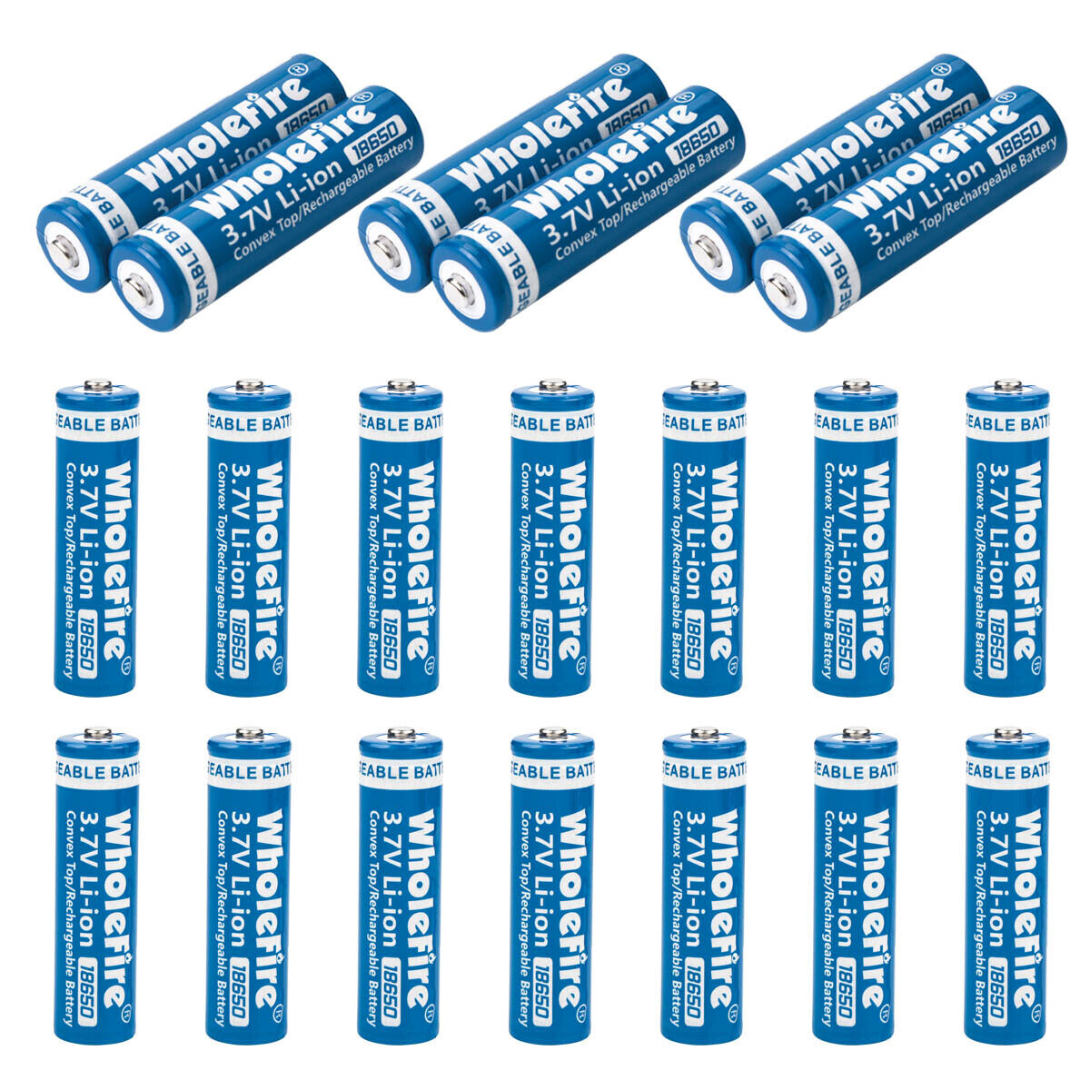 18650 Li-ion 3.7V Rechargeable Batteries – 5000mAh High Capacity Button Top Pack of 2