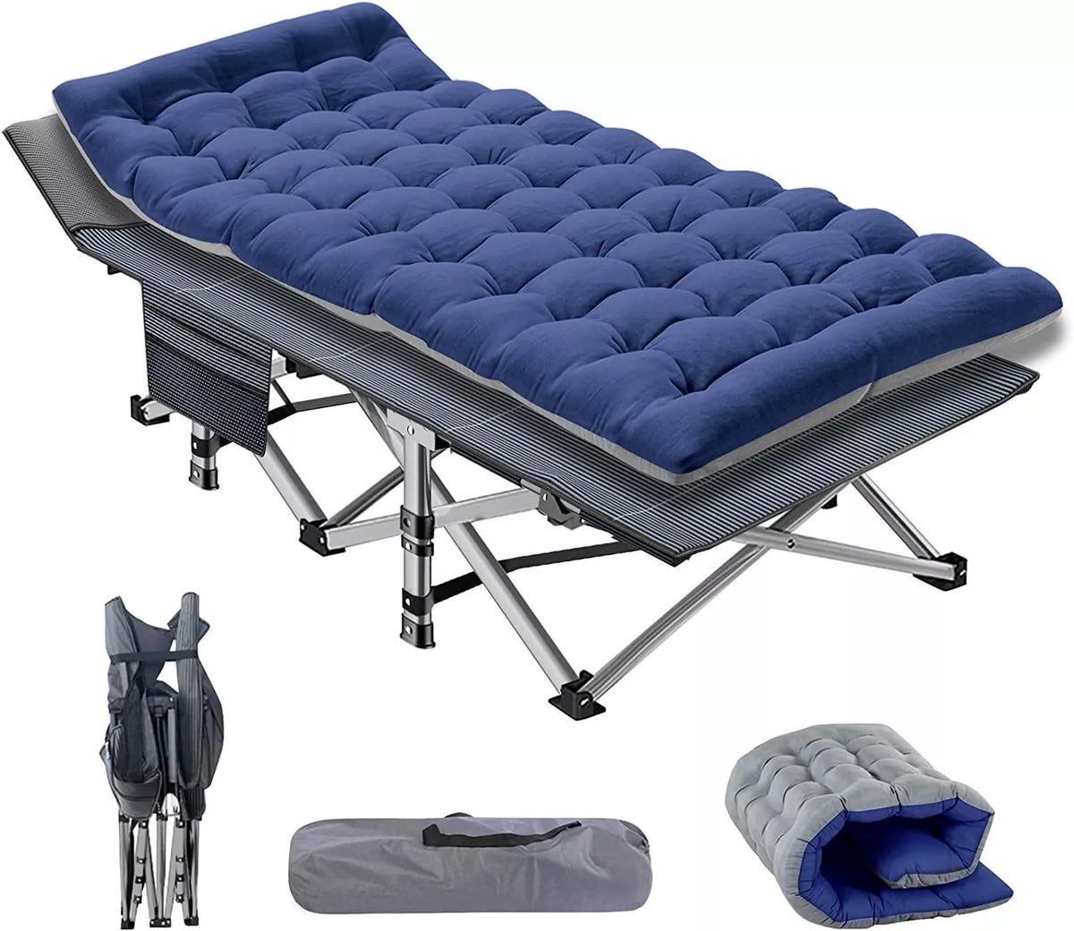 Heavy-Duty Camping Cot with Mattress – Portable Folding Outdoor Bed for Adults & Kids