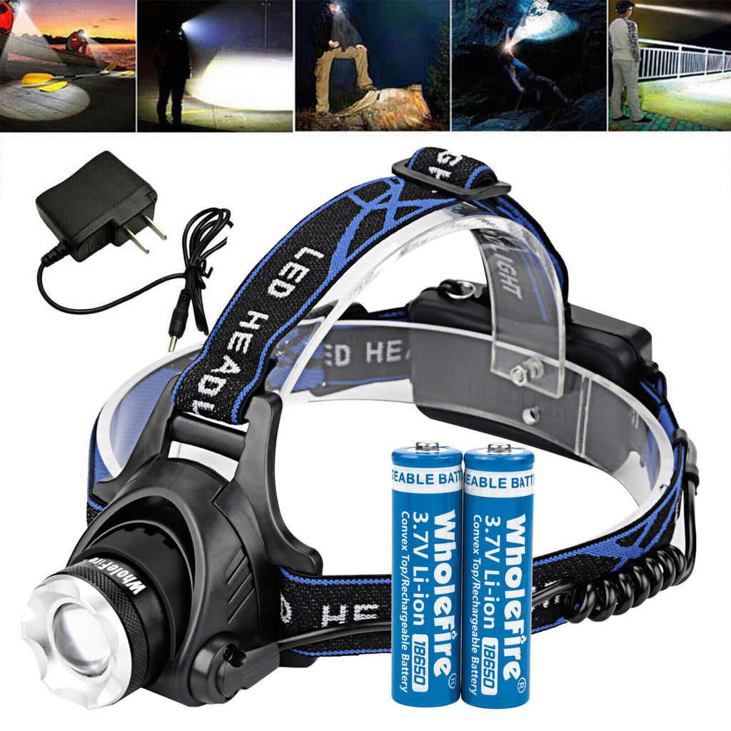 Ultra-Bright Rechargeable LED Headlamp – Waterproof, Adjustable Zoom, Hands-Free Outdoor Light