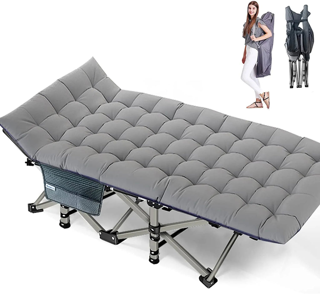Heavy-Duty Camping Cot with Mattress – Portable Folding Outdoor Bed for Adults & Kids