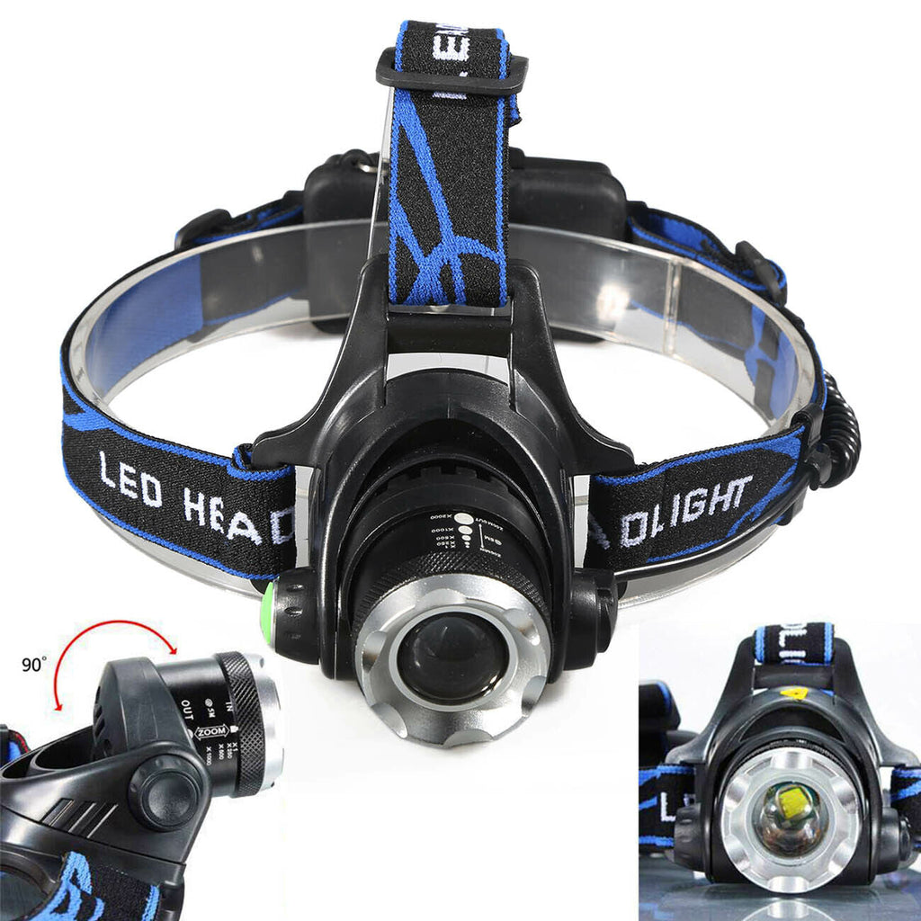 Ultra-Bright Rechargeable LED Headlamp – Waterproof, Adjustable Zoom, Hands-Free Outdoor Light