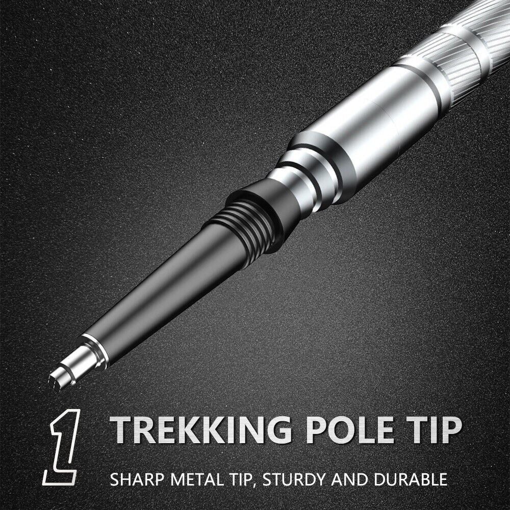 Tactical Hiking Walking Stick – Collapsible Survival Trekking Pole with Compass, Knife, Firestarter & Tungsten Icebreaker