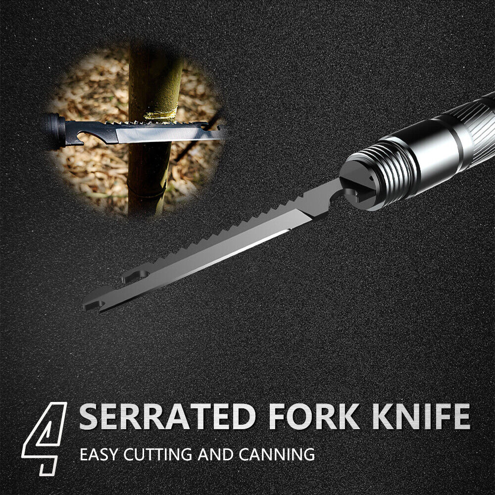 Tactical Hiking Walking Stick – Collapsible Survival Trekking Pole with Compass, Knife, Firestarter & Tungsten Icebreaker