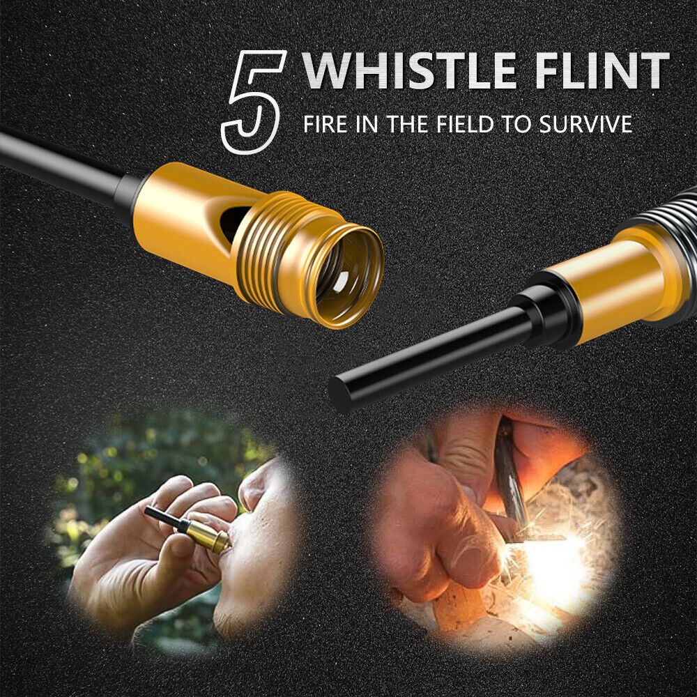 Tactical Hiking Walking Stick – Collapsible Survival Trekking Pole with Compass, Knife, Firestarter & Tungsten Icebreaker