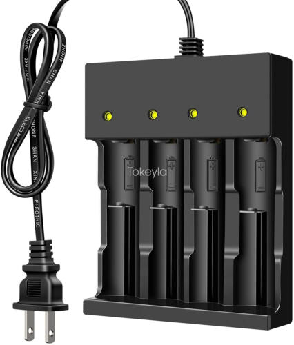 Universal Smart Charger – 4 Bay USB/DC Charger for 18650, 26650 & Li-ion Rechargeable Batteries