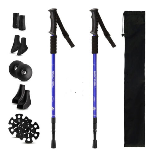 2X Trekking Poles Nordic Walking Sticks Adjustable Anti-shock Hiking Alpenstock