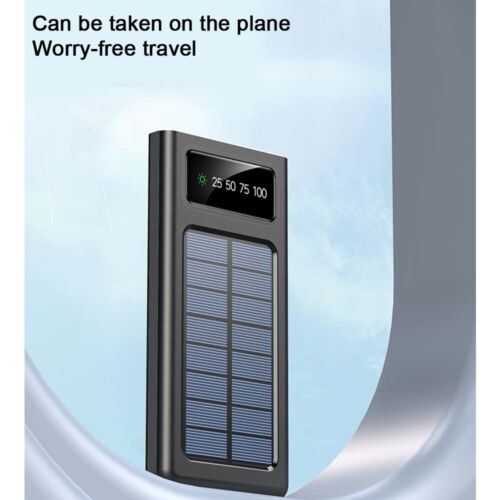 Super 30000mAh Solar Power Bank – Portable Waterproof Charger with 4 USB Ports & Built-In Cables