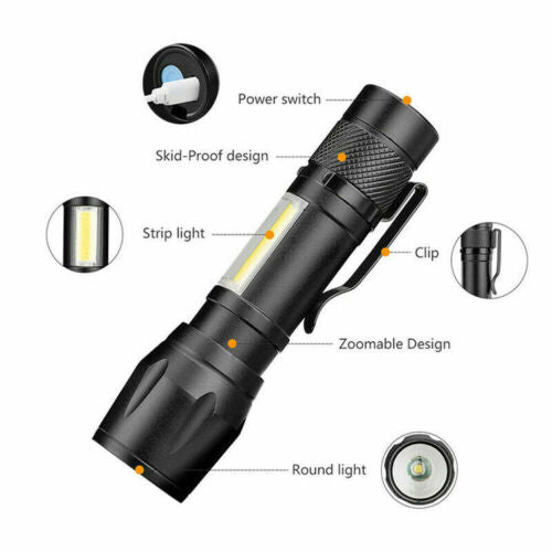 Mini Tactical Flashlight – 900 Lumen USB Rechargeable High Power EDC Camping & Emergency Torch |