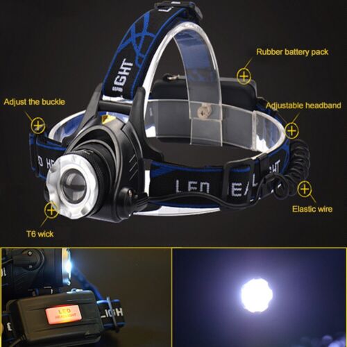 Ultra-Bright Rechargeable LED Headlamp – Waterproof, Adjustable Zoom, Hands-Free Outdoor Light