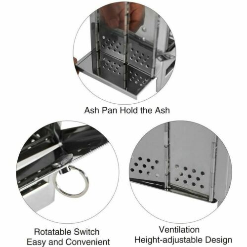 Portable Stainless Steel Wood Burning Camping Stove – Folding Picnic & BBQ Grill (Compact & Lightweight)