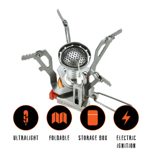 Portable Camping Gas Stove with Piezo Ignition – Ultralight Foldable Backpacking Burner (3000W)