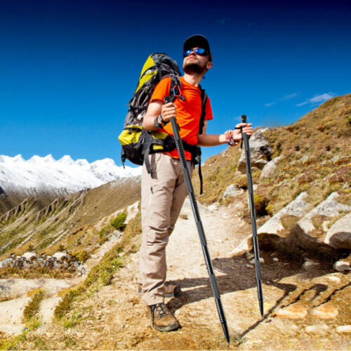 Tactical Hiking Walking Stick – Collapsible Survival Trekking Pole with Compass, Knife, Firestarter & Tungsten Icebreaker
