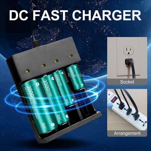 Universal Smart Charger – 4 Bay USB/DC Charger for 18650, 26650 & Li-ion Rechargeable Batteries
