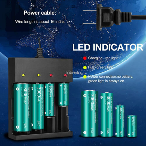 Universal Smart Charger – 4 Bay USB/DC Charger for 18650, 26650 & Li-ion Rechargeable Batteries