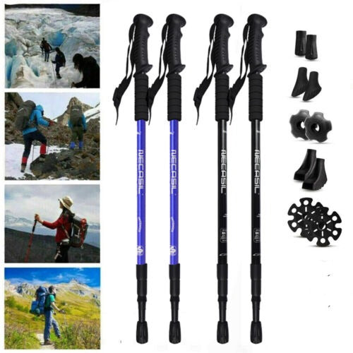 2X Trekking Poles Nordic Walking Sticks Adjustable Anti-shock Hiking Alpenstock