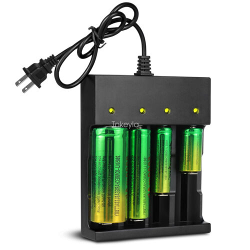 Universal Smart Charger – 4 Bay USB/DC Charger for 18650, 26650 & Li-ion Rechargeable Batteries