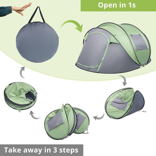 4 Person Pop-Up Camping Tent – Waterproof Automatic Instant Setup Family Tent