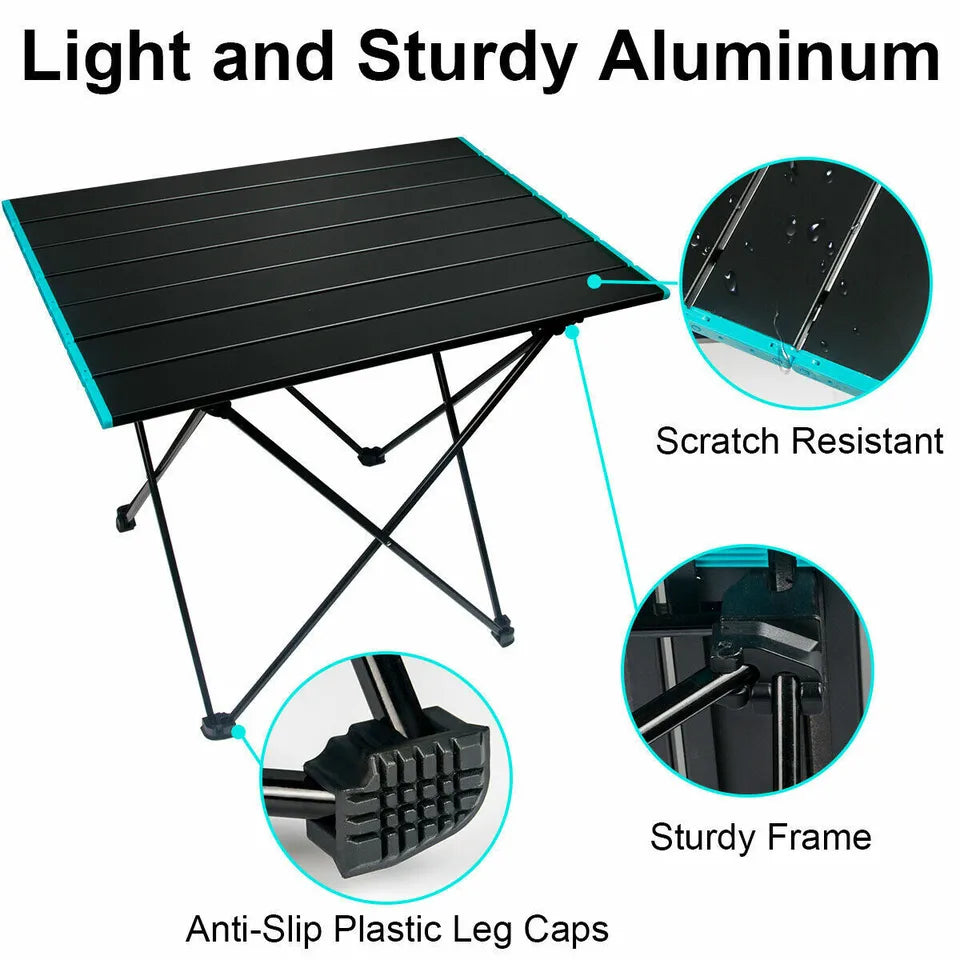 Outdoor  Folding Camping Table - Portable Lightweight Aluminum Table with Carry Bag