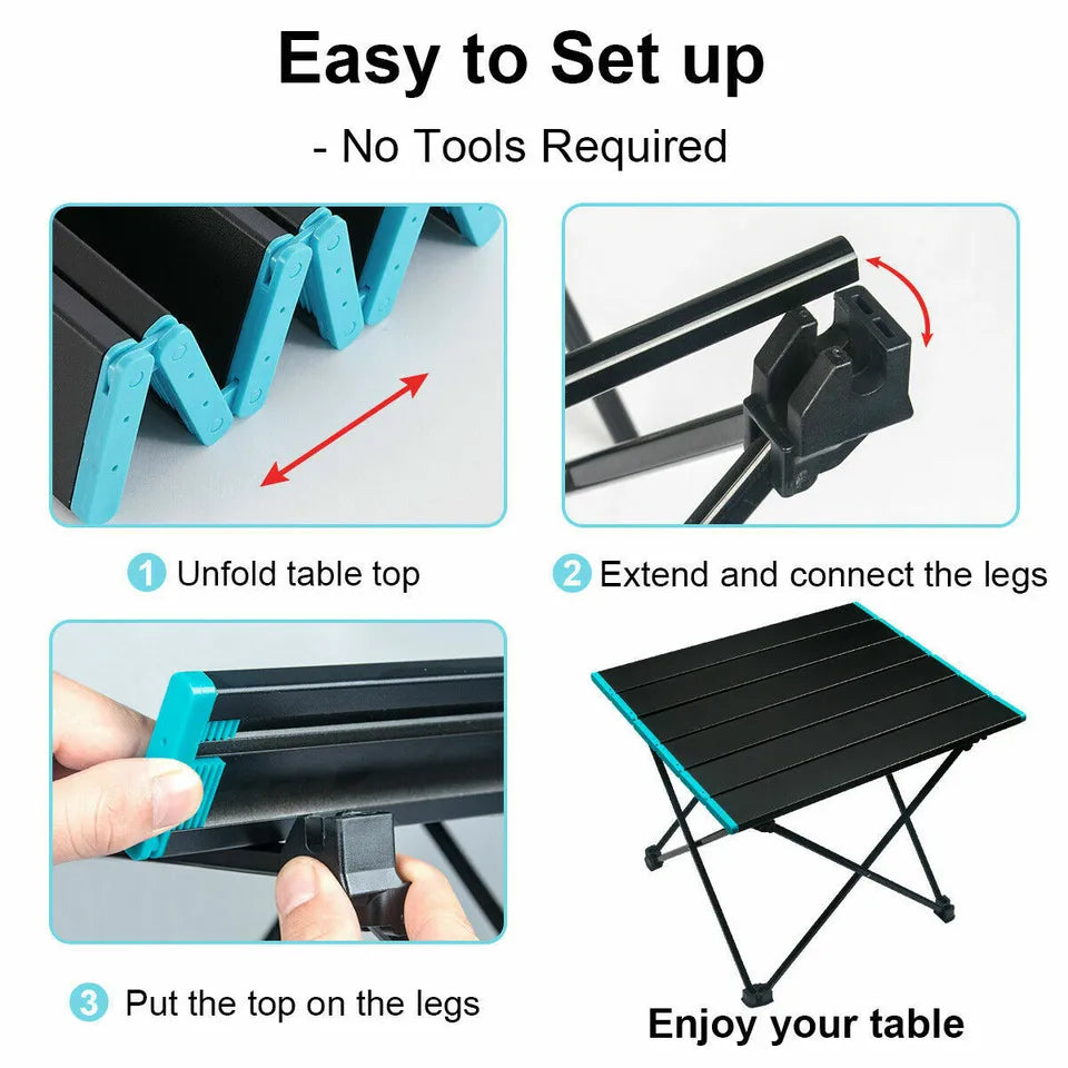 Outdoor  Folding Camping Table - Portable Lightweight Aluminum Table with Carry Bag