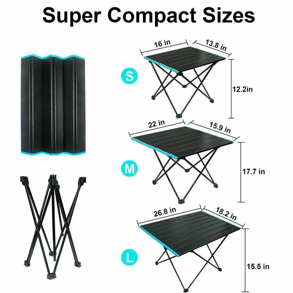 Outdoor  Folding Camping Table - Portable Lightweight Aluminum Table with Carry Bag