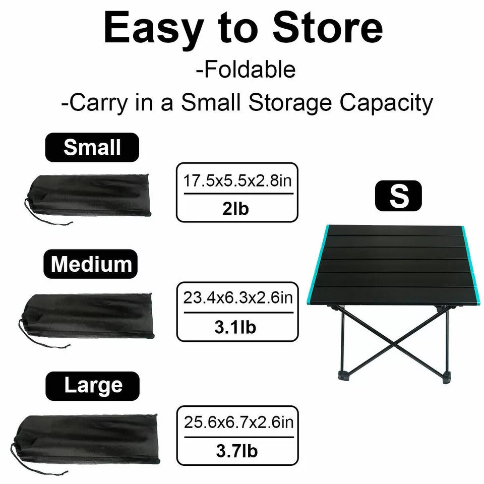 Outdoor  Folding Camping Table - Portable Lightweight Aluminum Table with Carry Bag