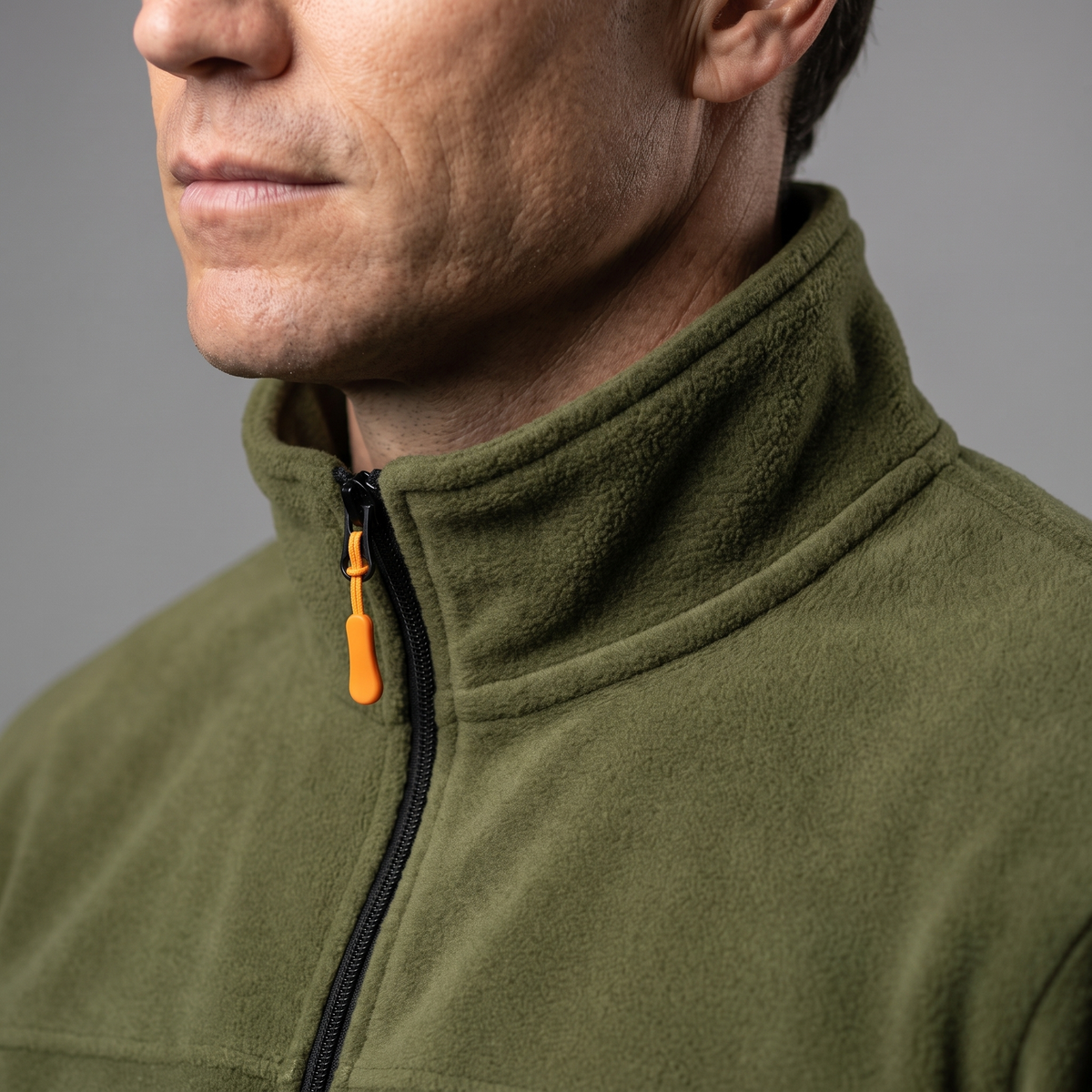 Men's Fleece Jacket - Full Zip Stand Collar - Walking & Hiking Midlayer