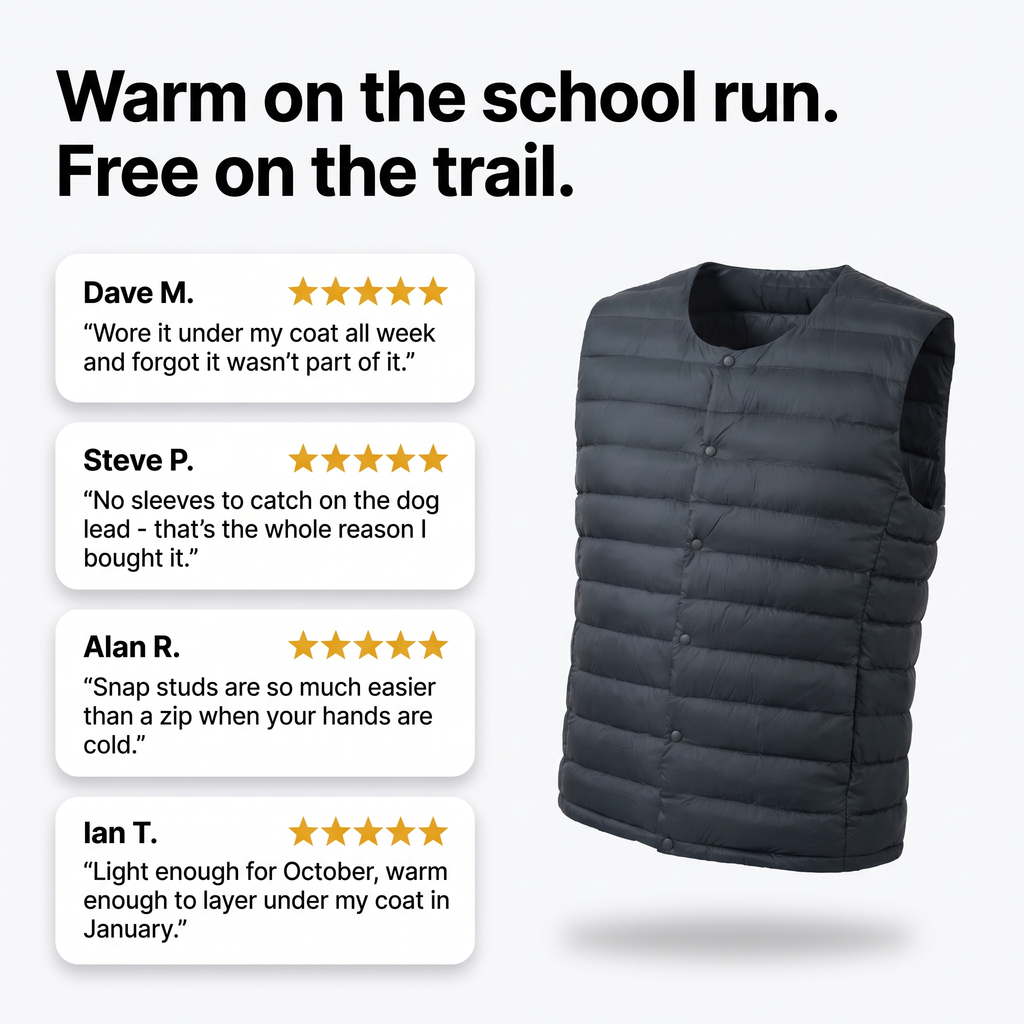 Men's Gilet - Lightweight Down Filled Body Warmer for Hiking & Outdoor