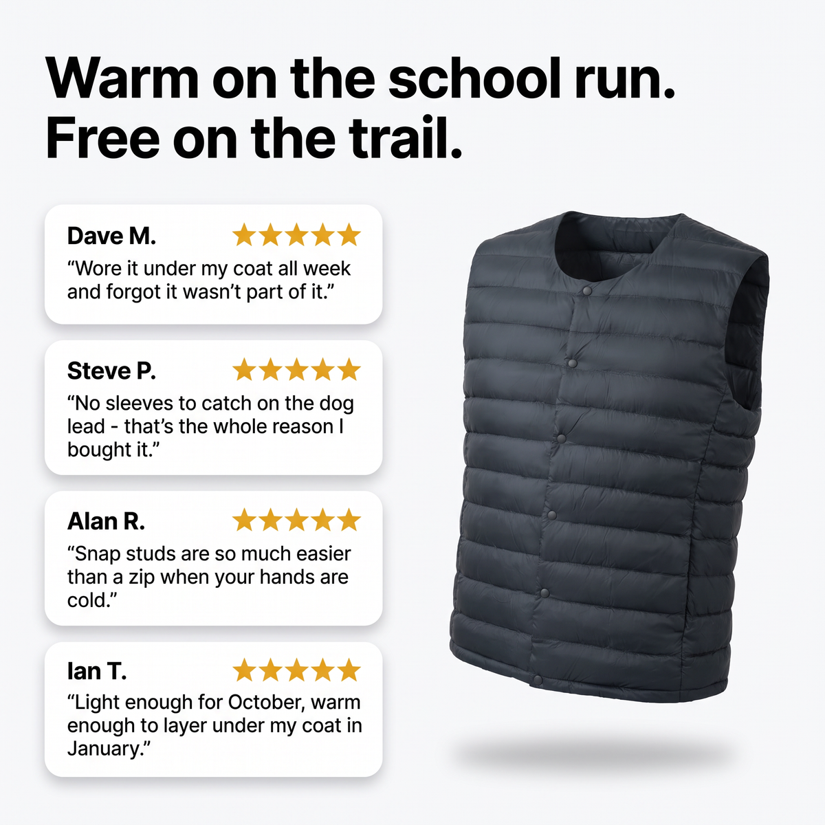 Men's Gilet - Lightweight Down Filled Body Warmer for Hiking & Outdoor