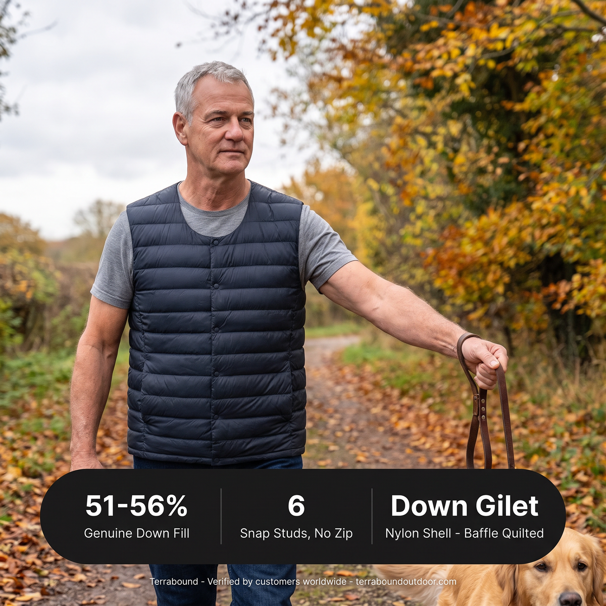 Men's Gilet - Lightweight Down Filled Body Warmer for Hiking & Outdoor