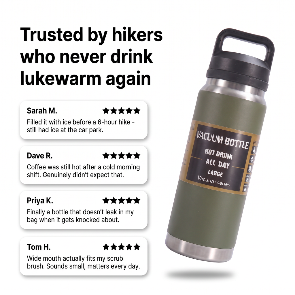 Water Bottle - Insulated Stainless Steel - Double-Wall Vacuum Flask