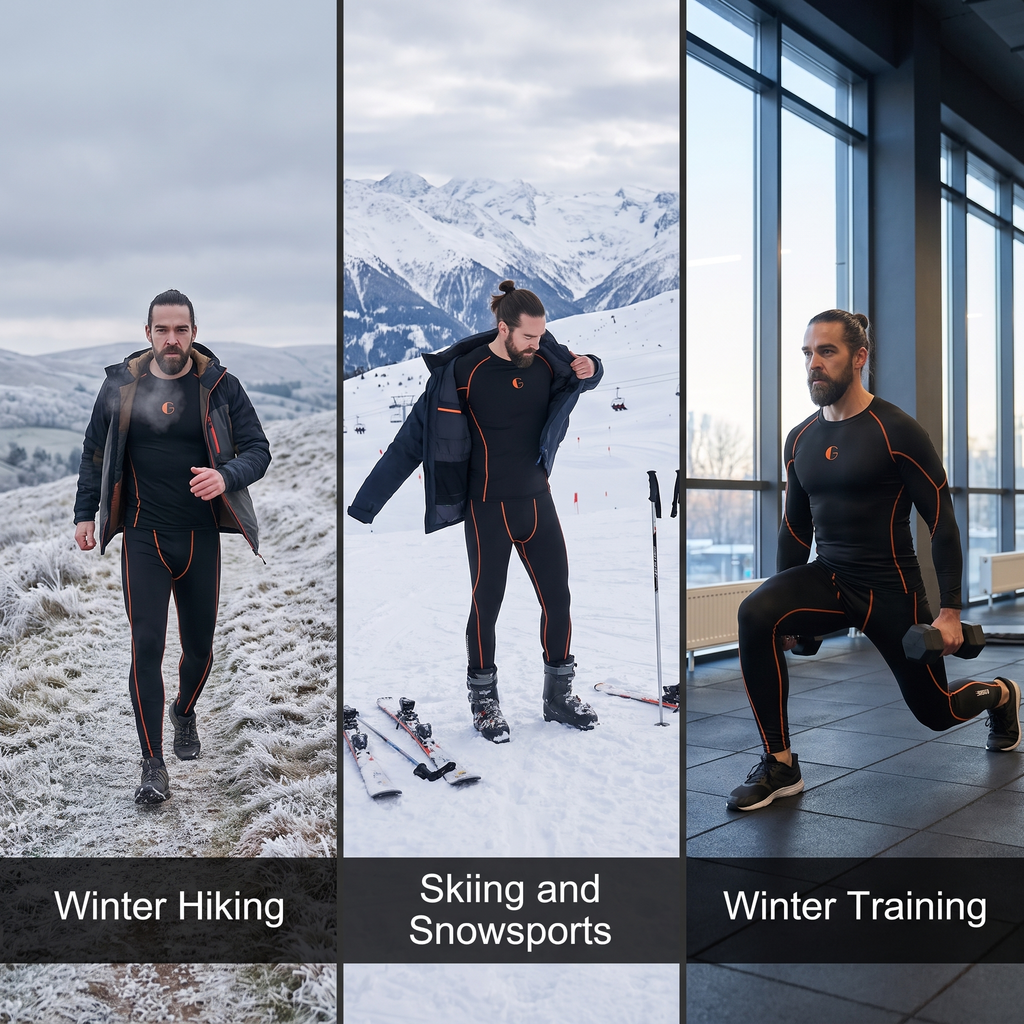 Men's Base Layer Set - Fleece Lined Thermal Top & Tights