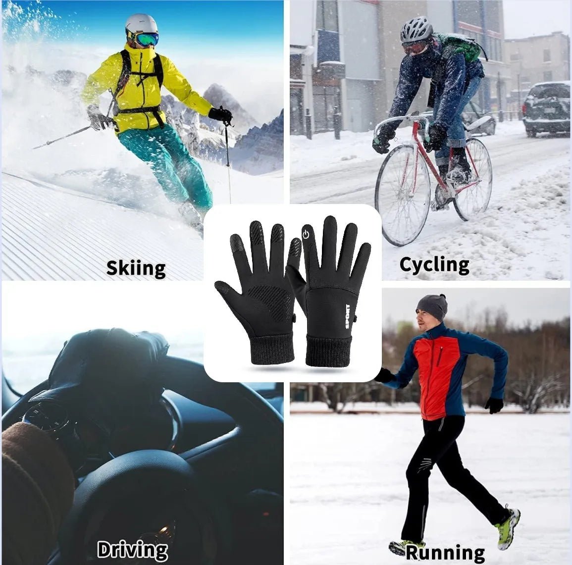 SNOWHOLD – Thermal Touch Screen Gloves Waterproof, Anti-Skid Grip