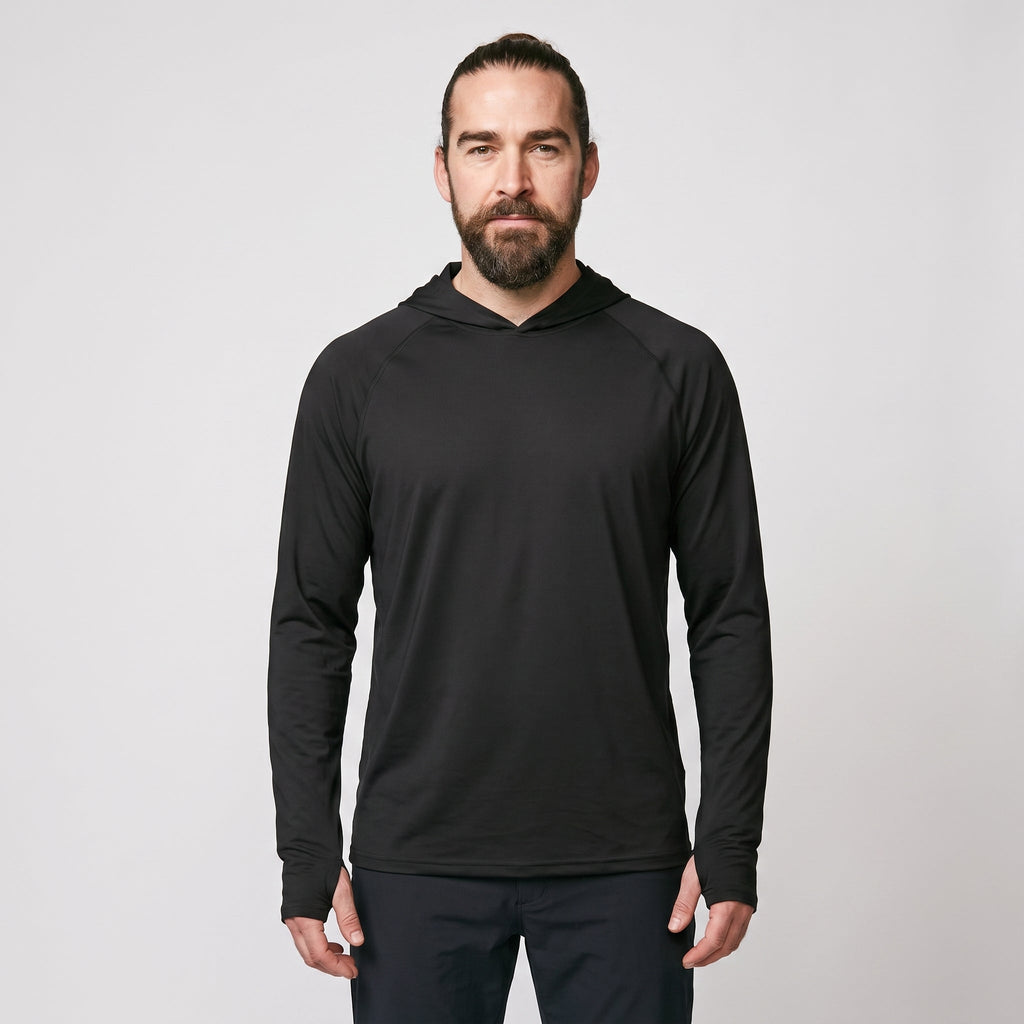 Men's UPF 50+ Sun Hoodie – Lightweight Quick-Dry Hiking & Fishing UV Top with Thumb Loops