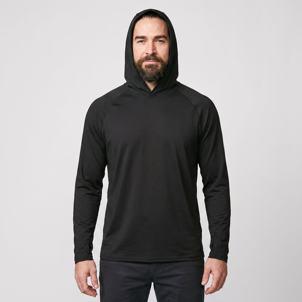 Men's UPF 50+ Sun Hoodie – Lightweight Quick-Dry Hiking & Fishing UV Top with Thumb Loops