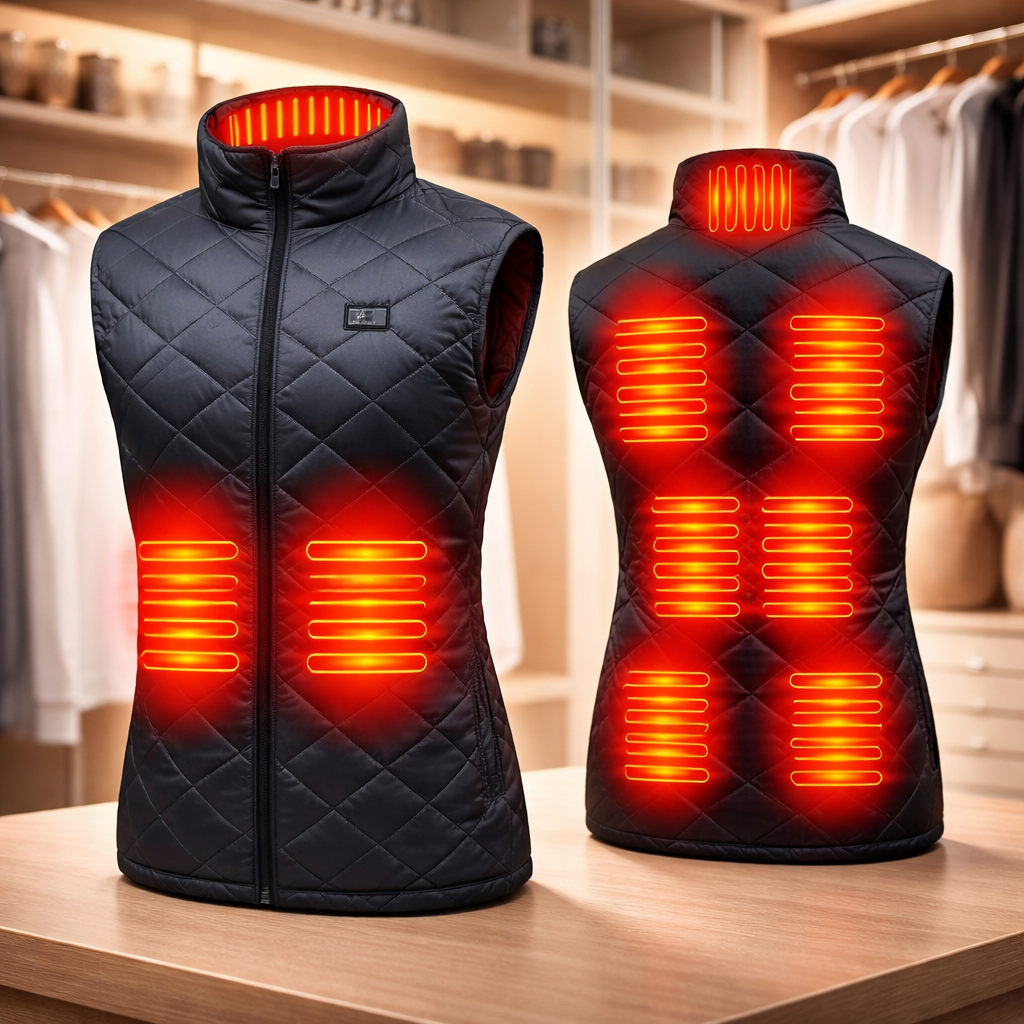 Women's Heated Vest with Electric Quilted Design and Stand Collar for Lightweight