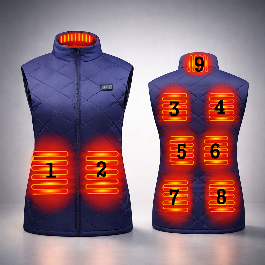 Women's Heated Vest with Electric Quilted Design and Stand Collar for Lightweight